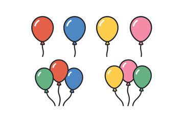 Balloon icon set. Colorful balloon vector set. Party balloons in singles and bunches.