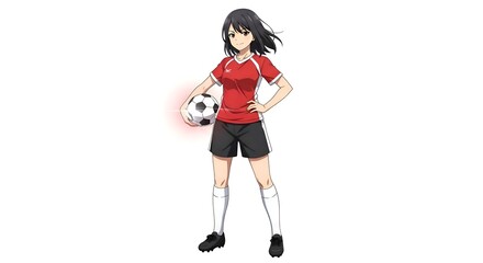 Anime Soccer Player with Ball Illustration.
