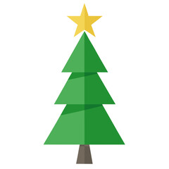 Simple green christmas tree with a yellow star on top