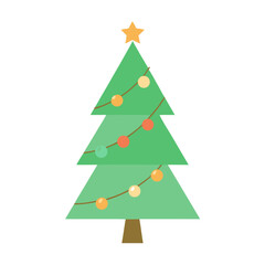 Stylized christmas tree with lights and star