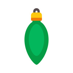 Green christmas ornament with yellow cap isolated on white background