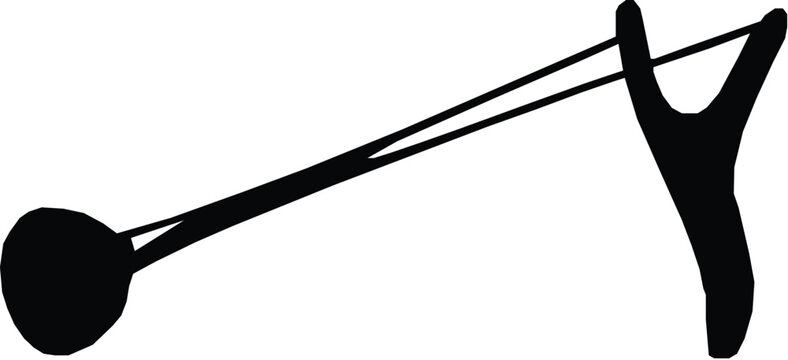 Simple black silhouette icon of a classic wooden slingshot toy.