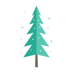 Fototapeta premium Stylized christmas tree with falling snowflakes