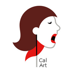 Abstract profile of a woman with her mouth open and eyes closed