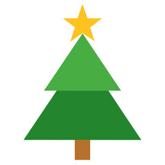 Fototapeta premium Simple green christmas tree with yellow star decoration