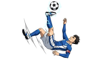 Dynamic Soccer Player Executing Bicycle Kick Illustration.