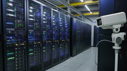 Big data center server racks glowing LED lights futuristic technology digital infrastructure network connectivity high tech computing modern IT environment secure data storage - Powered by Adobe