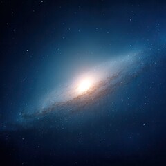 Andromeda Spiral galaxy with bright center against dark, speckled space