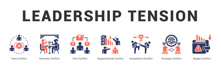 Leadership Tension Modern and clean web banner illustration featuring thematic icons for visual communication