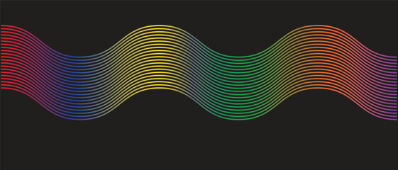 Vibrant Rainbow Wavy Lines Background — Colorful Gradient Flow — Modern Trending Abstract Pattern