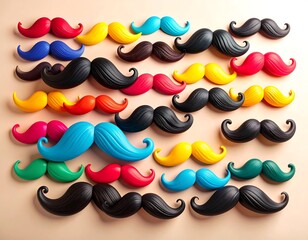Colorful collection of quirky fake mustaches for fun dress-up and playful moments