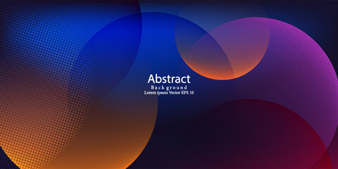 Dark Blue and Orange Neon Geometric Background