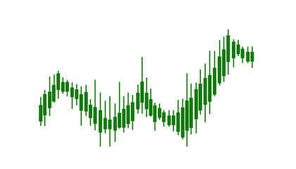 green candlestick stock market and forex trading chart on transparent background, financial data analysis and growth concept