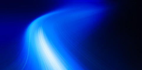 Dynamic Blue Light Flow Abstract Background .Modern abstract high speed movement with dynamic motion light trails, speed effect on dark blue background. Futuristic digital technology concept