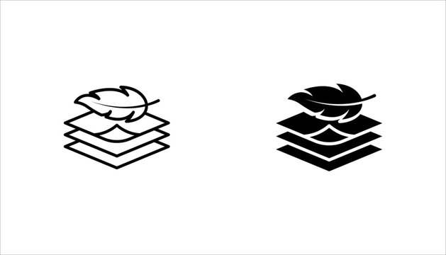 fabric with feather filler icon set, high comfort structure, less weight, vector illustration on white background