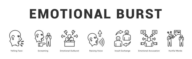Emotional Burst Modern and clean web banner illustration featuring thematic icons for visual communication