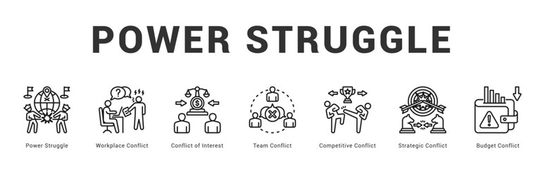 Power Struggle Modern and clean web banner illustration featuring thematic icons for visual communication