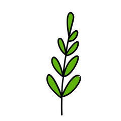 Illustration of Minimalist Flower With Green Leaves Graphic