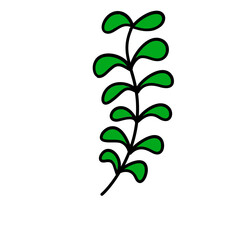 Obraz premium Illustration of Minimalist Flower With Green Leaves Graphic