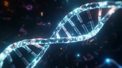 Photorealistic DNA double helix glowing with blue and silver light symbolizing genetics biotechnology evolution and the intricate beauty of life’s molecular code - Powered by Adobe