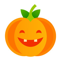 Cute cartoon pumpkin with a happy face and missing teeth
