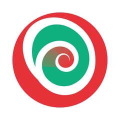 Abstract red and green spiral swirl on white background