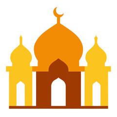 Stylized islamic mosque with domes and minarets