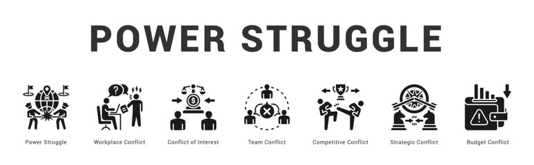 Power Struggle Modern and clean web banner illustration featuring thematic icons for visual communication