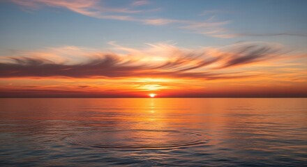 Obraz premium Vibrant sunset over calm ocean water