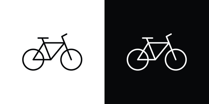 Biking mountain icon outline and linear vector. outline icon and illustration