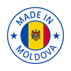 Moldova Made in Stamp in circle with flag Vector template on white background