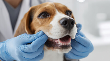 Veterinarian Hands Examining a Dog's Teeth and Gums