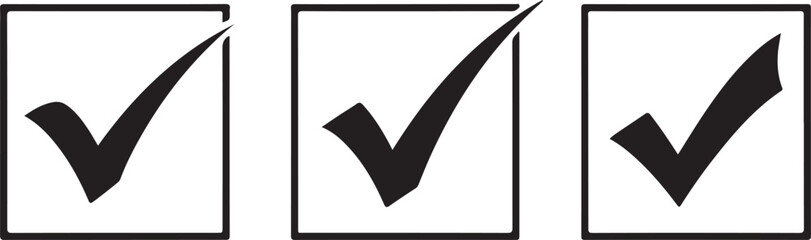 Black check marks in square boxes checklist tick