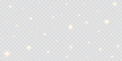 Golden glowing dust with gentle bokeh lights and shimmering confetti on a transparent background. Radiant yellow glow adds a magical, festive feel—perfect for Christmas, New Year, and holiday designs.