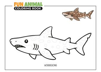 Wobbegong (Carpet Shark) Coloring Book Page for Kids with a Full Color Reference