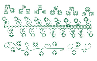 set of floral design elements on white background