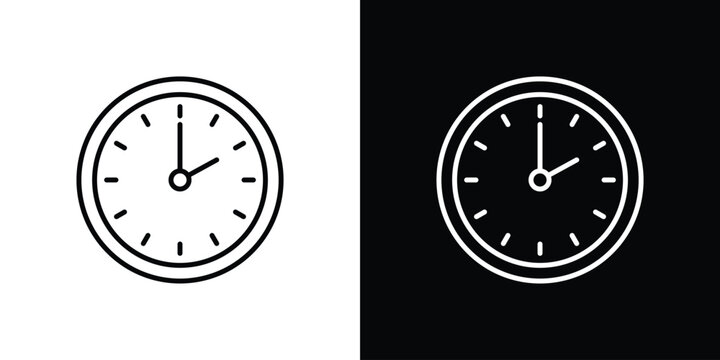 Clock two icon outline and linear vector. outline icon and illustration