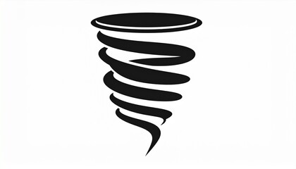 black silhouette vector of tornado wind, white background