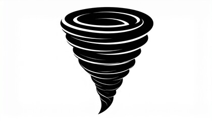 black silhouette vector of tornado wind, white background