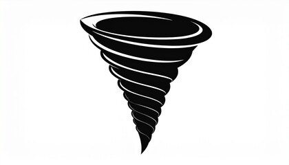 black silhouette vector of tornado wind, white background