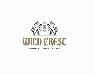 Royal Crest Heraldic wild wolf Logo Template 