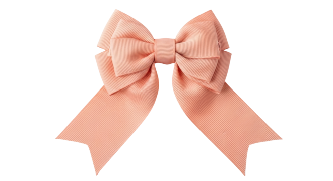 Isolated pink hair bow with dovetail ribbons, grosgrain ribbon, for girls and young ladies