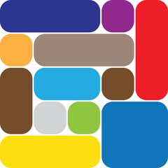 Colorful Rounded Blocks Layout — Modern Geometric Shape Composition — Abstract Minimal Design
