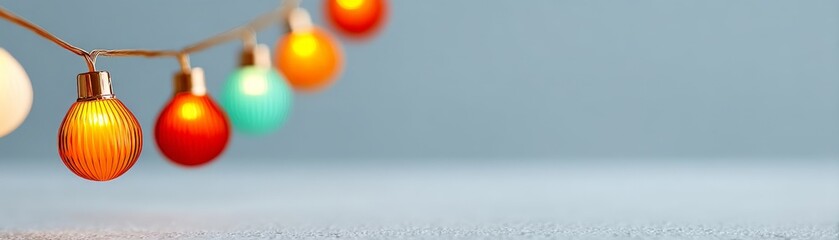 Multicultural Christmas Celebration and Festive Unity, Colorful string lights illuminate a soft background, creating a festive and cheerful atmosphere.