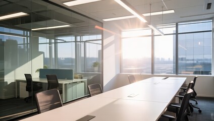 Modern Office Conference Room with Natural Light and Minimalist Design