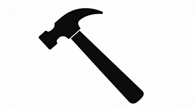 black silhouette vector of a hammer, white background