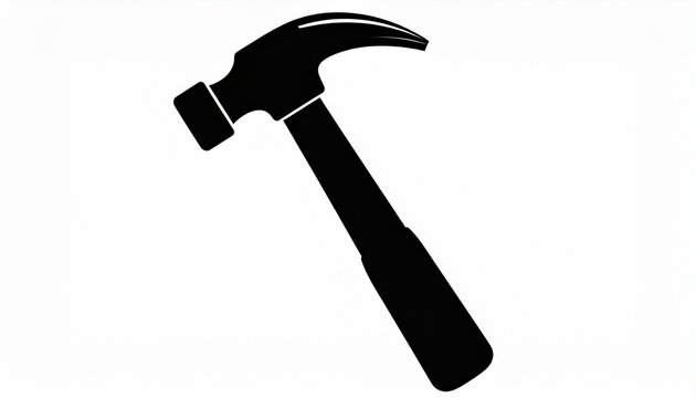 black silhouette vector of a hammer, white background