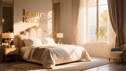 Elegant Luxury Bedroom Design with Natural Light and Gold Accents