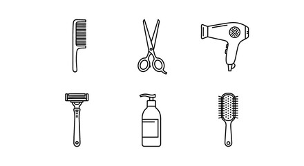 Collection of grooming and hairstyling tools for personal care and beauty.