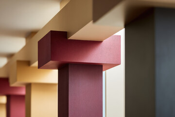 engaging composition of geometric shapes and abstract forms harmoniously blending minimalist architecture with